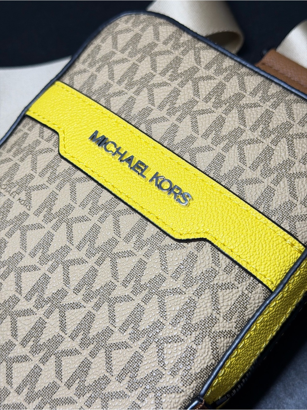 Michael Kors Men’s Monogram Belt Bag with Yellow Trim